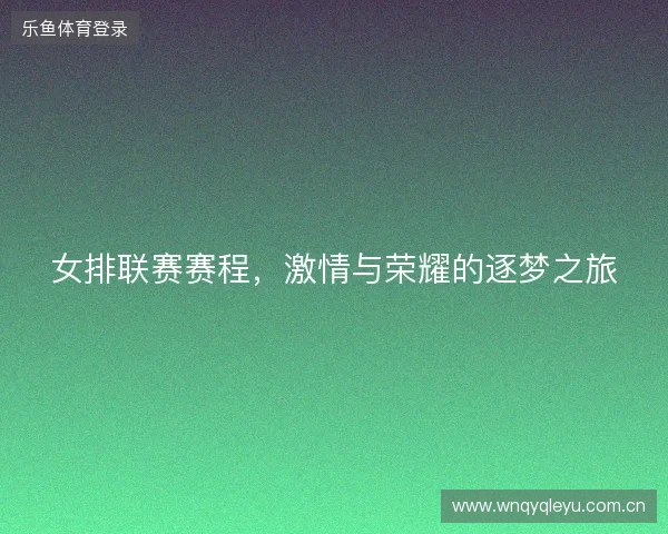 女排联赛赛程，激情与荣耀的逐梦之旅